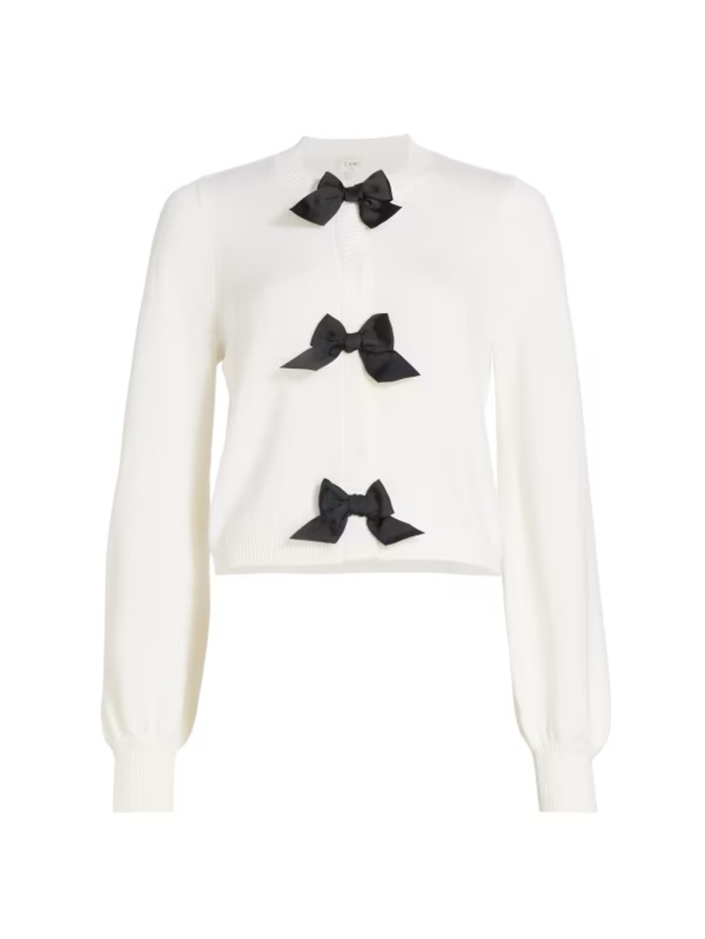 Cami NYC White Knit Cardigan with Black Bows LIKE NEW!